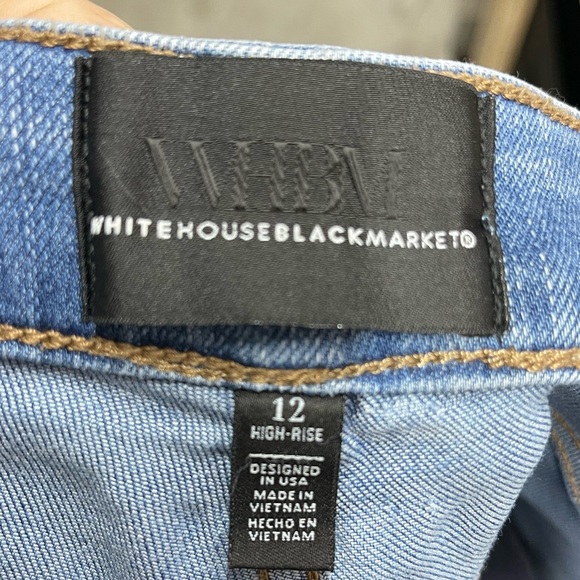 White House Black Market Denim High Rise Wide Leg Cropped Jeans - Picture 4 of 4